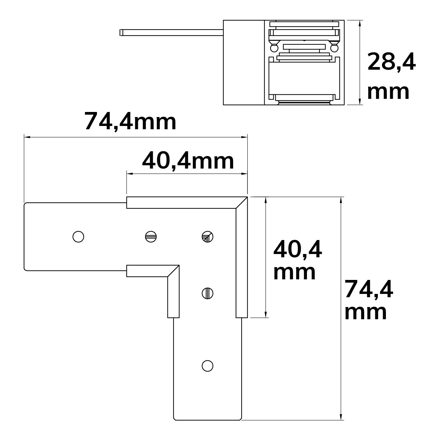 ISOLED Track48 Eckschiene 90° horizontal für Aufbauschiene flat, weiß, nicht stromführend - 2