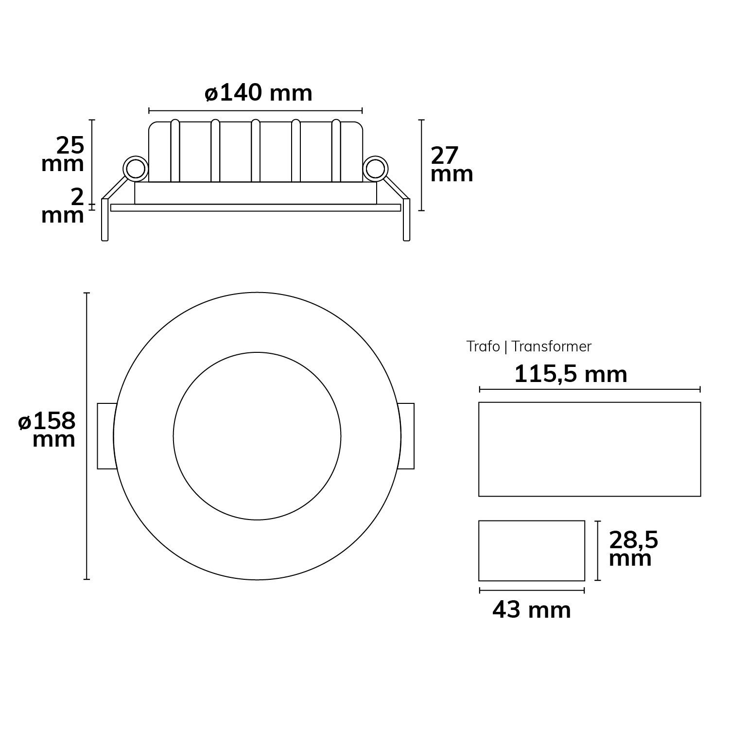 ISOLED LED Downlight, 15W, ultraflach, ColorSwitch 2600|3100|4000K, dimmbar - 4
