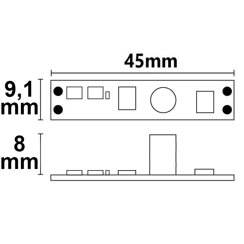 ISOLED LED Mini PWM-Dimmer mit Wisch-Sensor für Profile, 1 Kanal, 12-24V DC 3A - 2