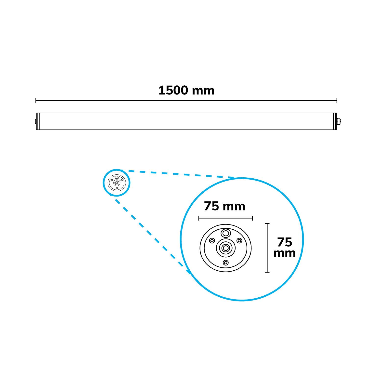 ISOLED LED Linearleuchte HP2 150cm, IP69K, 160 lm/W, 50W, 6000K - 3