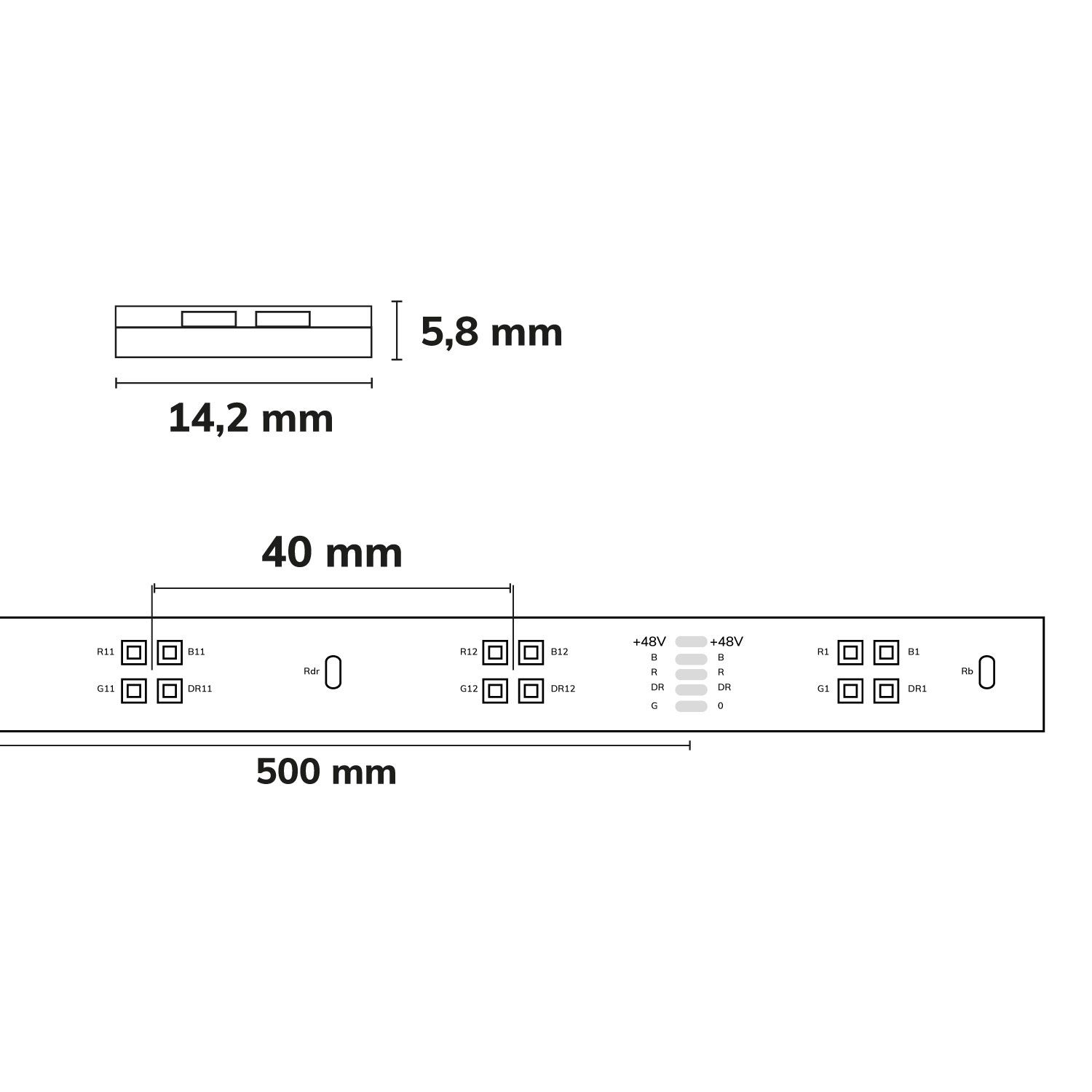 ISOLED LED GROW Flexband, 48V DC, 17W/m, IP67, PPF 15,1 µmol/s, 5m Rolle, 50cm Trennstelle, 4x24 LED/m - 3