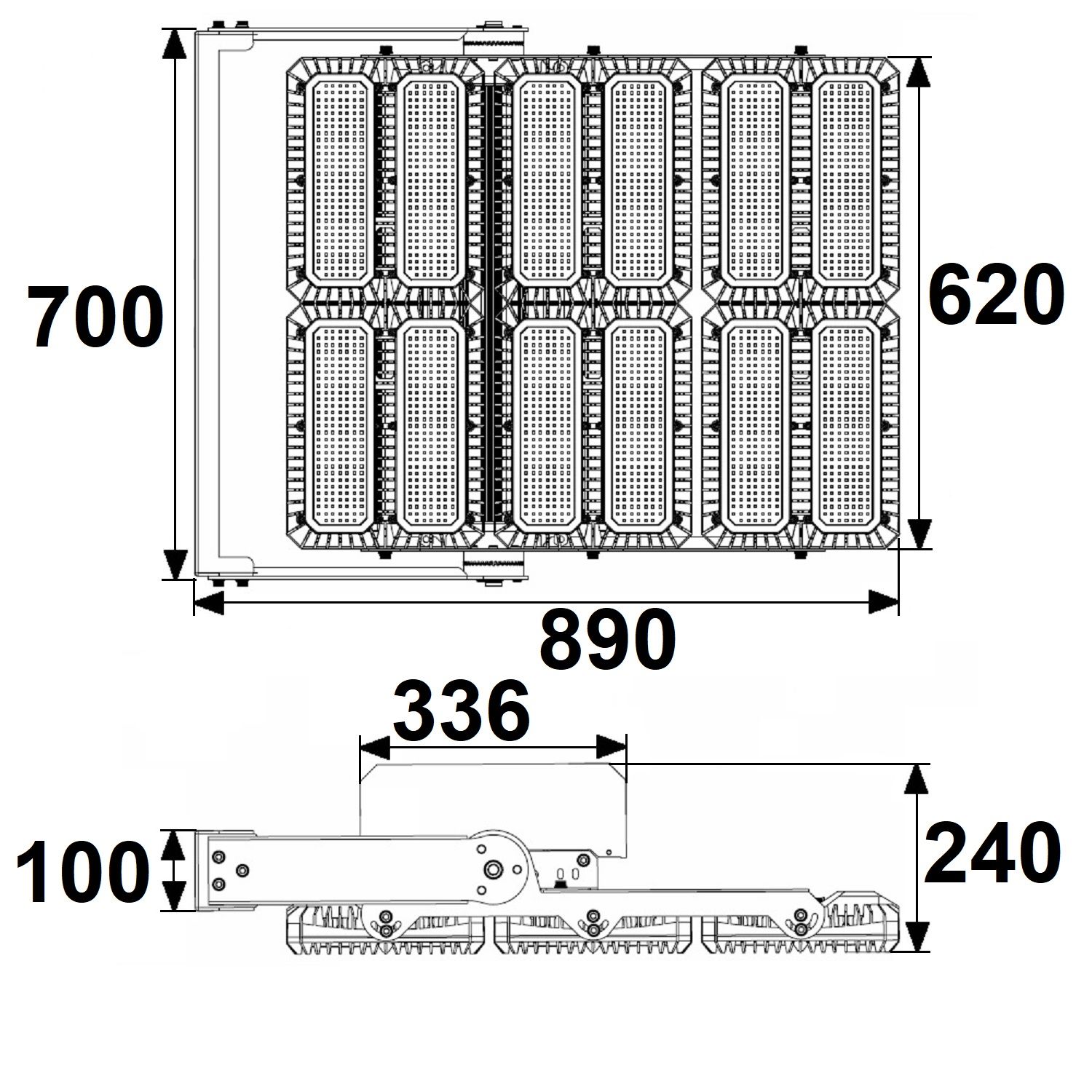 ISOLED LED Flutlichtanlage 1.350W, 130x40°, 6 Module (Lichtpunkte), DALI dimmbar, 3000K, IP66 - 3