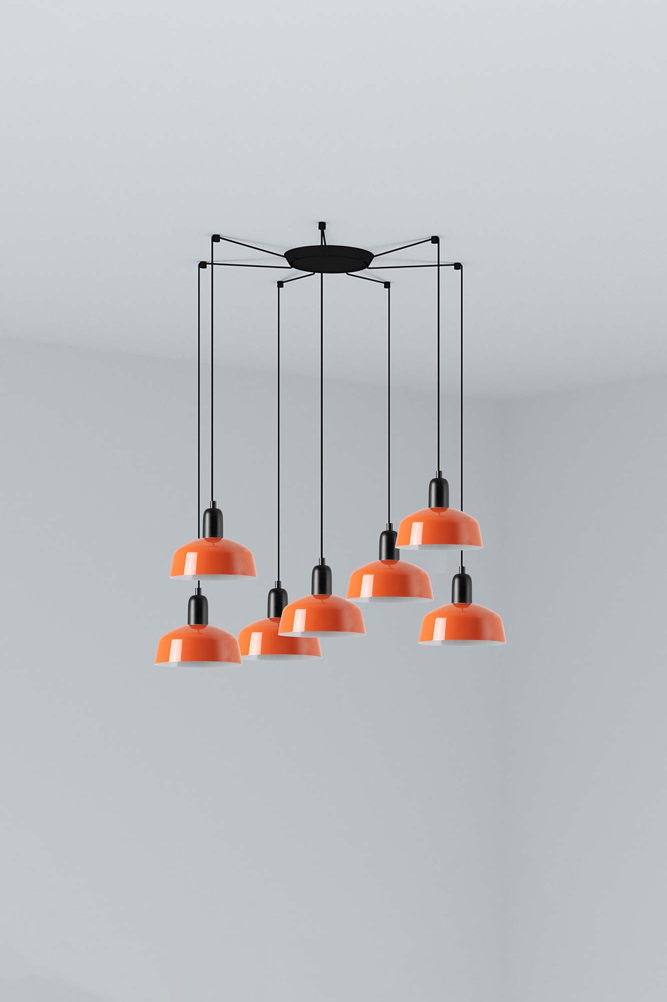 Faro TATAWIN S Metall 7L Pendelleuchte Orange-rot - 1