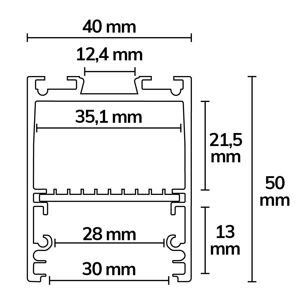 ISOLED LED Leuchtenprofil LAMP30 V2 Aluminium schwarz RAL 9005, 200cm - 3