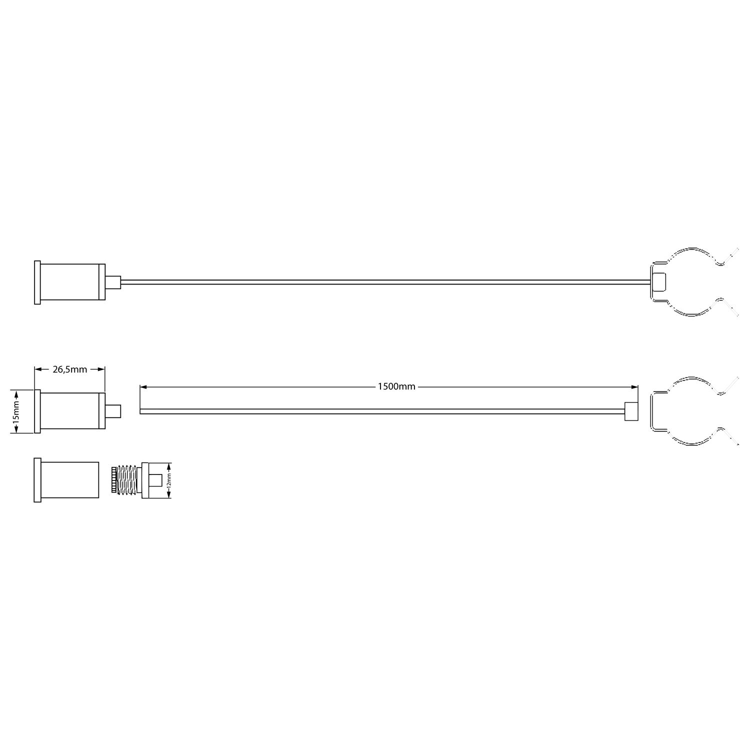 ISOLED Seilabhängung (2 Stk) für T8 Röhren mit Deckenverschraubung inkl. Stahlseile 1,5m und Clips - 2