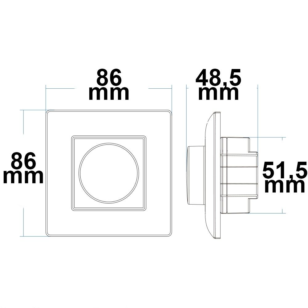 ISOLED Sys-Pro 1 Zone Einbau-Drehknopf/Funk-Dimmer 230V, 360VA, Phasenan-/Abschnitt wählbar - 3