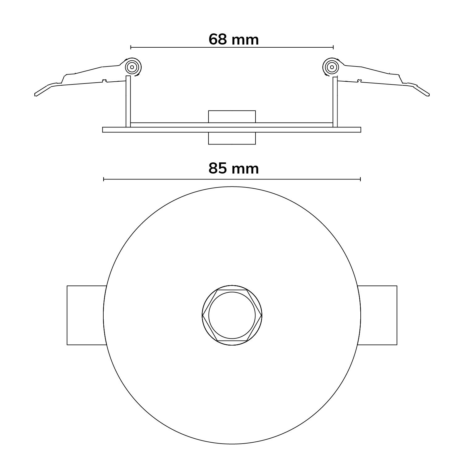 ISOLED Einbau Deckenbaldachin rund, max. 68mm Ausschnitt, AD 85mm, max. 9mm Kabeldurchm, weiß - 3