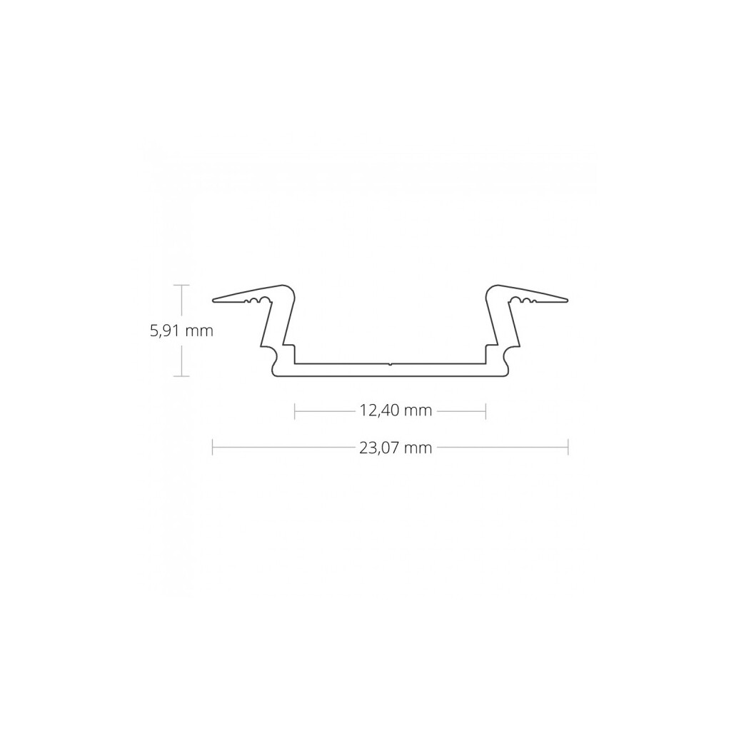 Emilum PL8 LED EINBAU-Profil 200 cm, flach Flügel, LED Stripes max. 12 mm - Produktbild 2