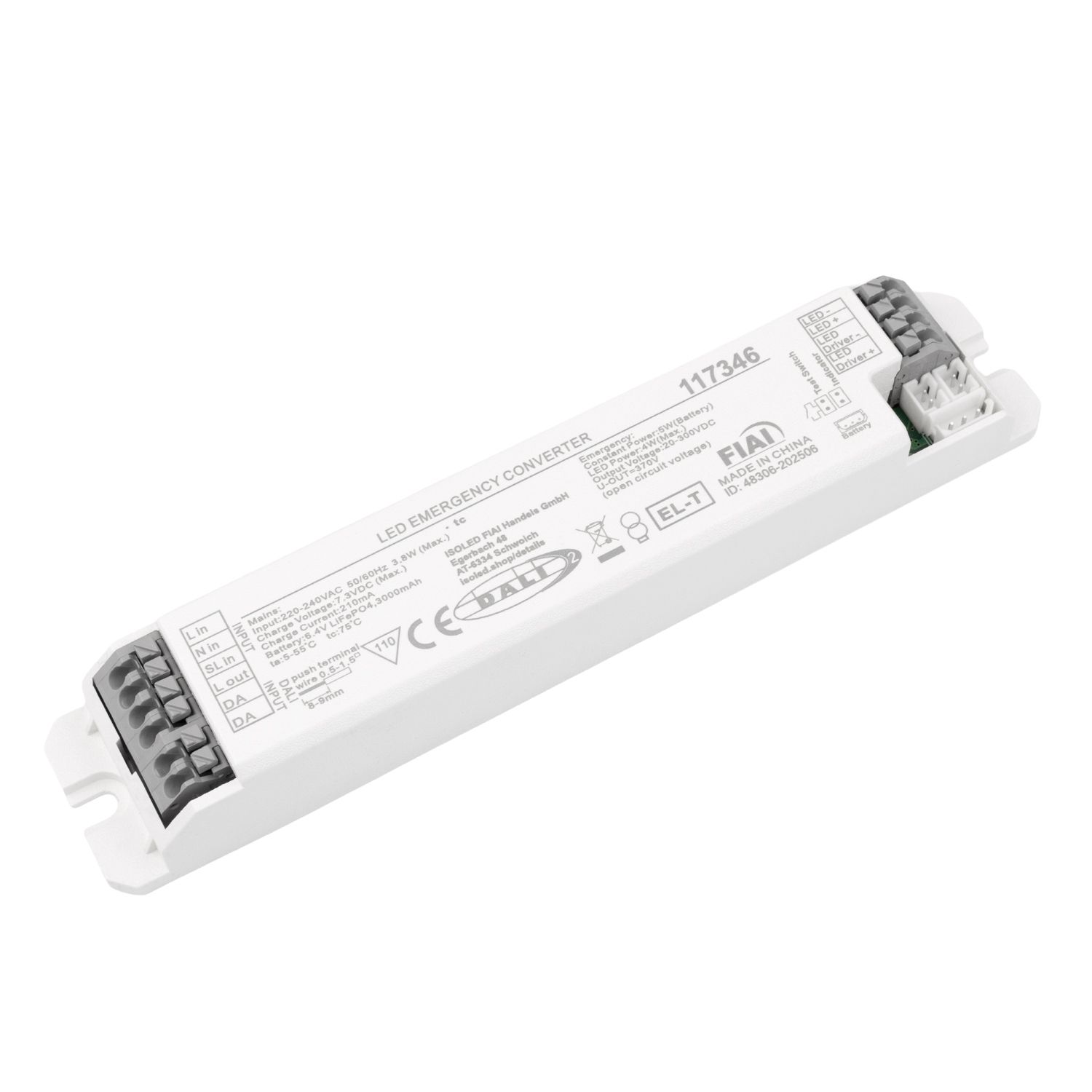 ISOLED Notstrom-Akkumodul LiFePO4 EL-T Selftest 3000mAh, 5W (20-300 V), DALI DT1 - 1