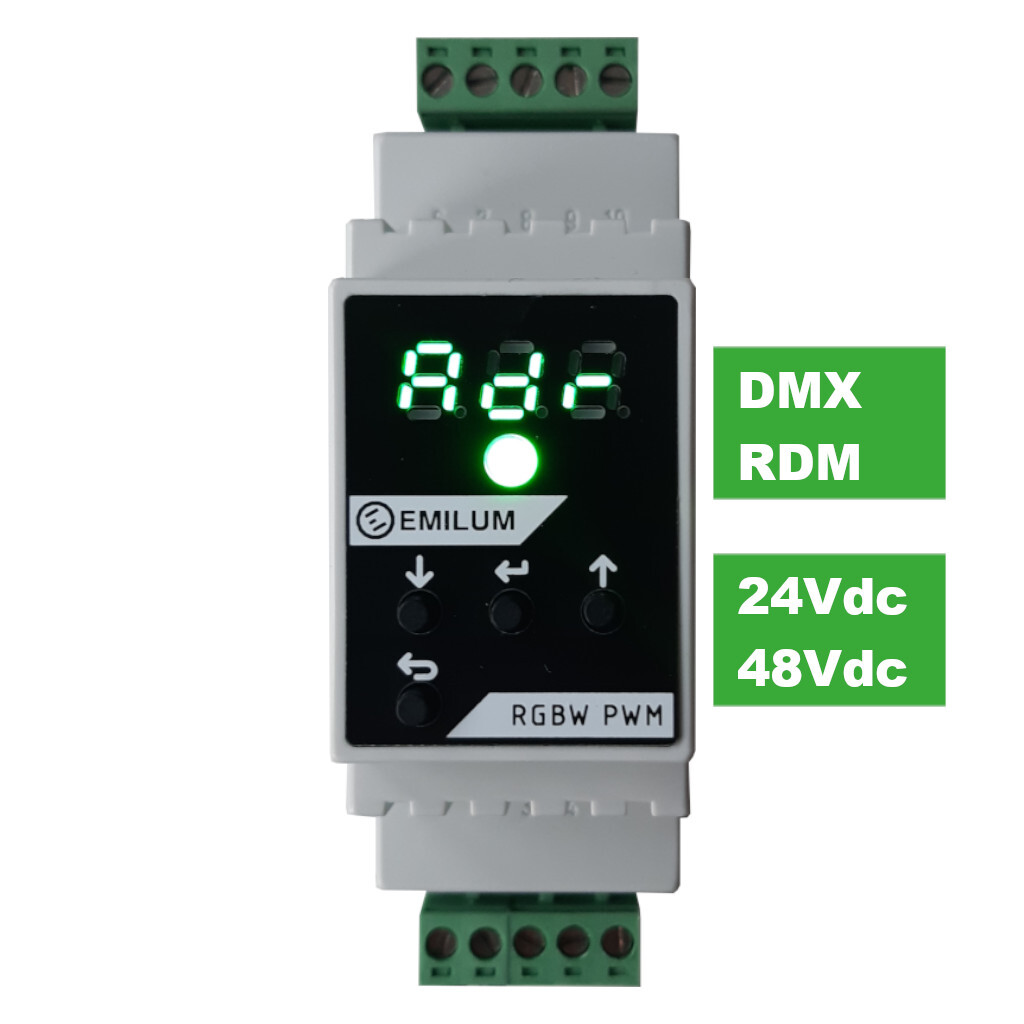 Emilum LED-PWM-Dimmer, 4-Kanal, DMX/RDM, 12-48V, 300W (600W @48V) Emilum LED-PWM-Dimmer, 4-Kanal, DMX/RDM, 12-48V, 300W (600W @48V) - 1