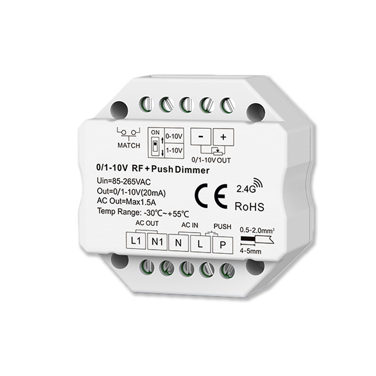 ISOLED Sys-Pro Push/Funk Mesh-Dimmer mit 0/1-10V Output und Switch 85-265V 1,5A - 1