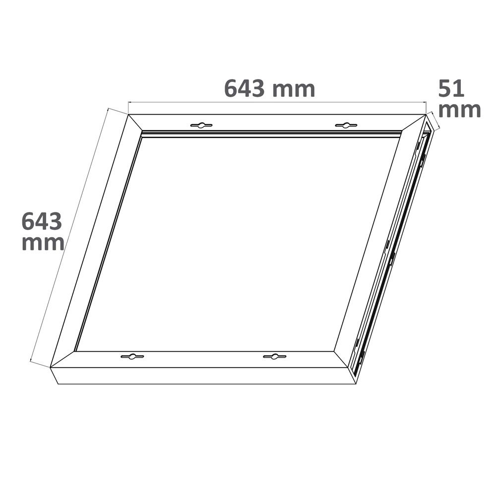 ISOLED Aufbaurahmen weiß RAL 9016, Höhe 5cm, für LED Panels 625x625, vormontiert zur Schnellmontage - 2