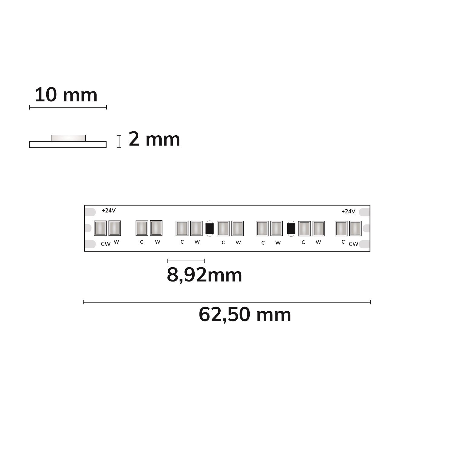 ISOLED LED HEQ922/960 Linear CCT Flexband, 24V DC, 15W|15W, 140lm/W, IP20, 5m Rolle, 224 LED/m - 3