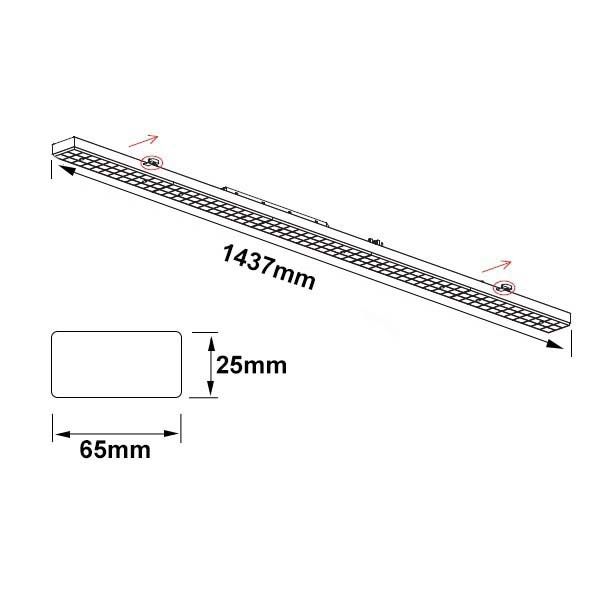 ISOLED FastFix LED Linearsystem S Modul 1,5m 28-73W, 5000K, 180lm/W, 120°, DALI dimmbar - 2