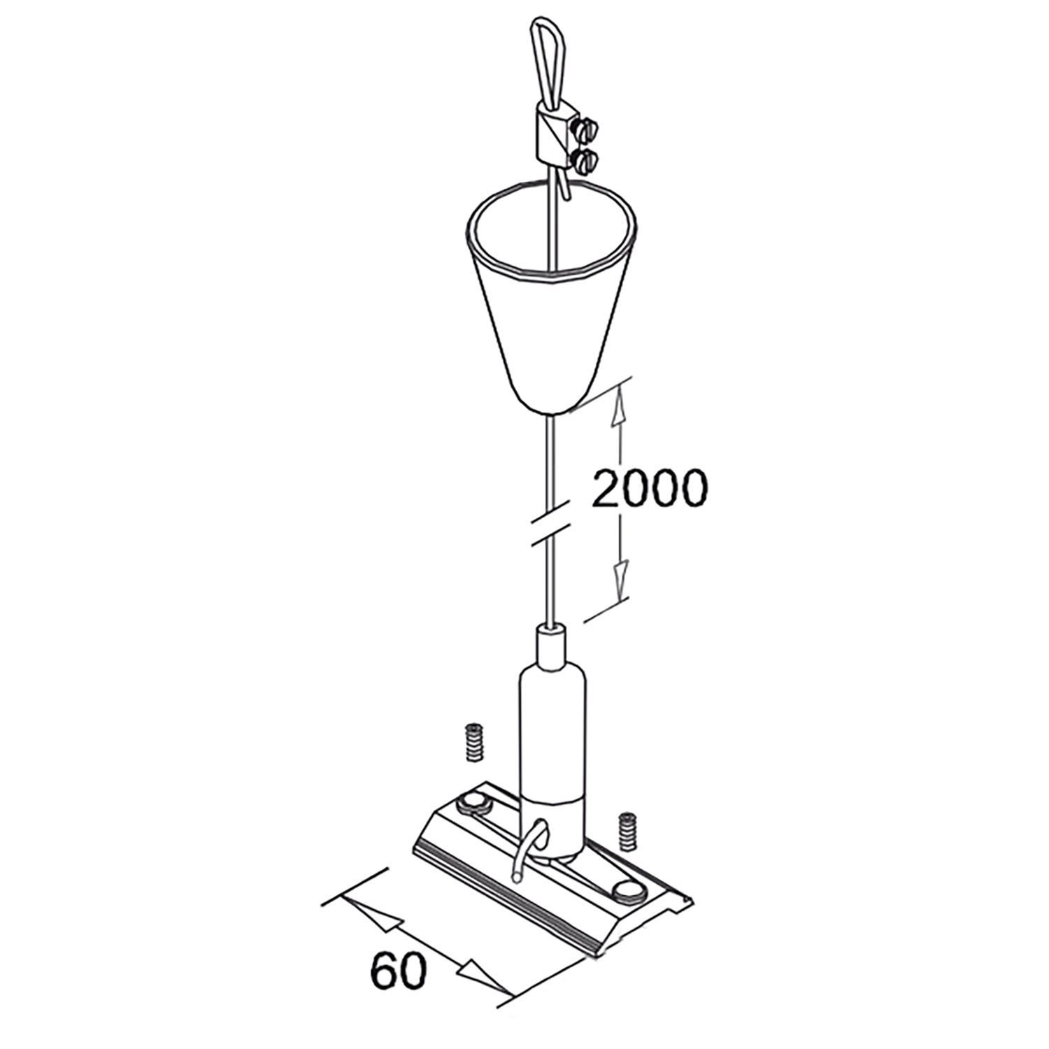 ISOLED Seilabhängung (1 Stk) für 3-Phasen Stromschiene Classic mit Gegenstück, Baldachin und Stahlseil 2m - 2