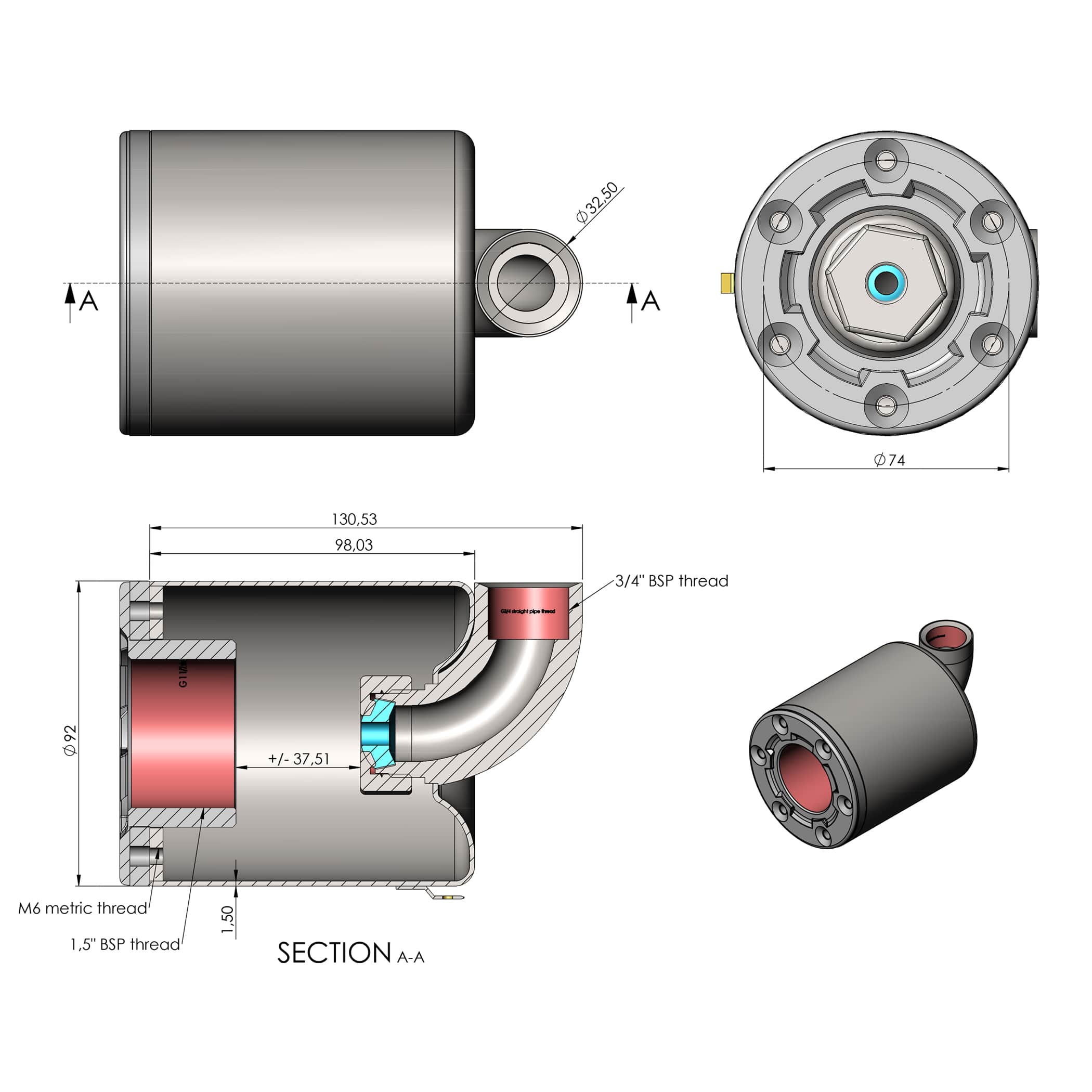 Peraqua VISION Mauerdurchführung Edelstahl für V4A-Becken passend für VISION LED Unterwasserscheinwerfer - 2