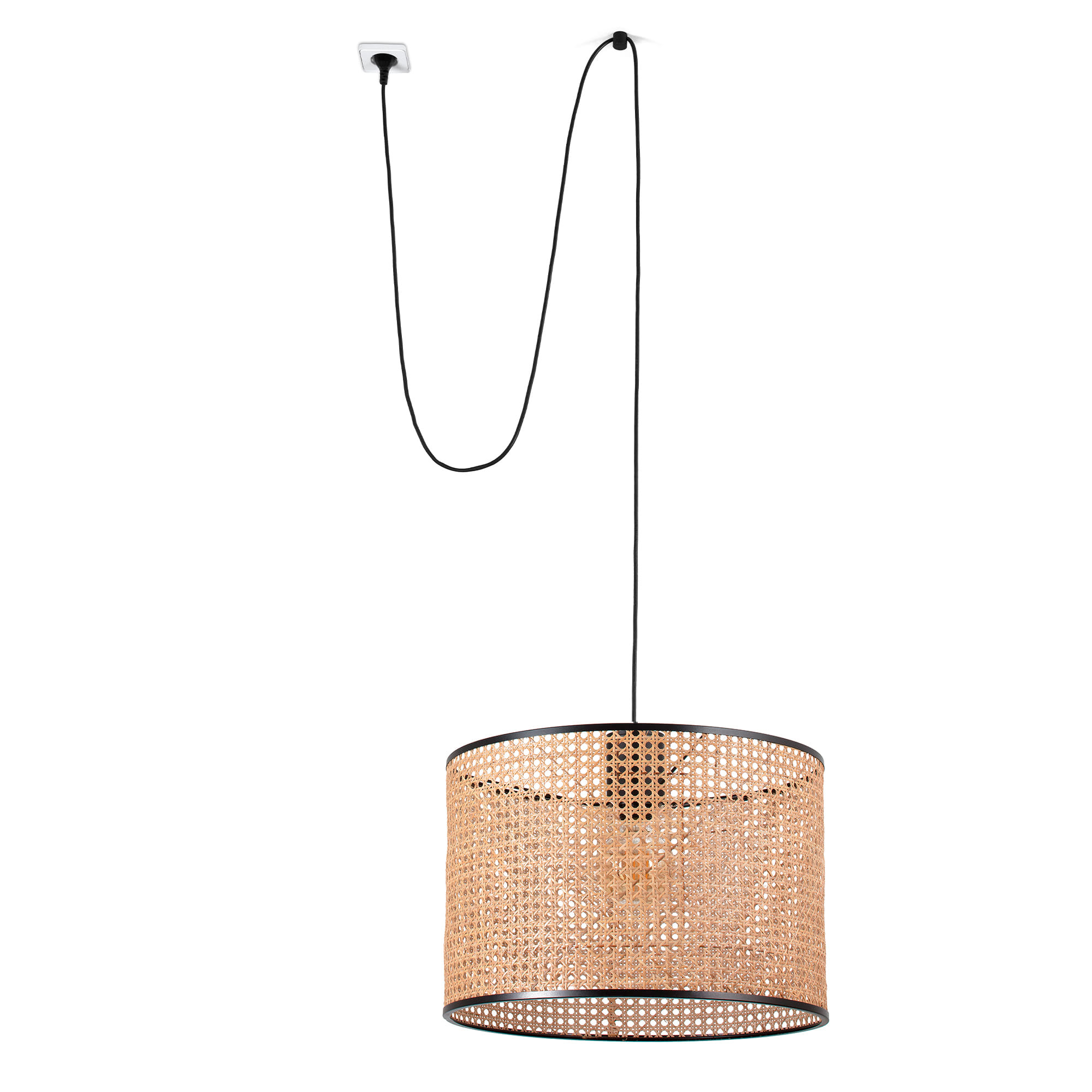 Faro MAMBO 450 Pendelleuchte schwarz/rattan mit Stecker Faro MAMBO 450 Pendelleuchte schwarz/rattan mit Stecker - 1