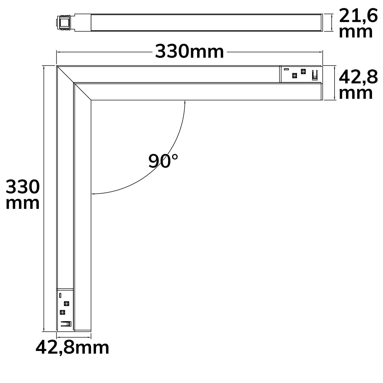 ISOLED Track48 Eckleuchte vertikal schwarz, 20W, 120°, 48V DC, 3000K,CRI90, Line+ - 4
