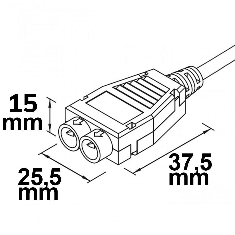 ISOLED Mini-Plug 2-fach Verteiler female, 1m, 2x0,75, IP54, weiß-grün, max. 48V/6A - 2