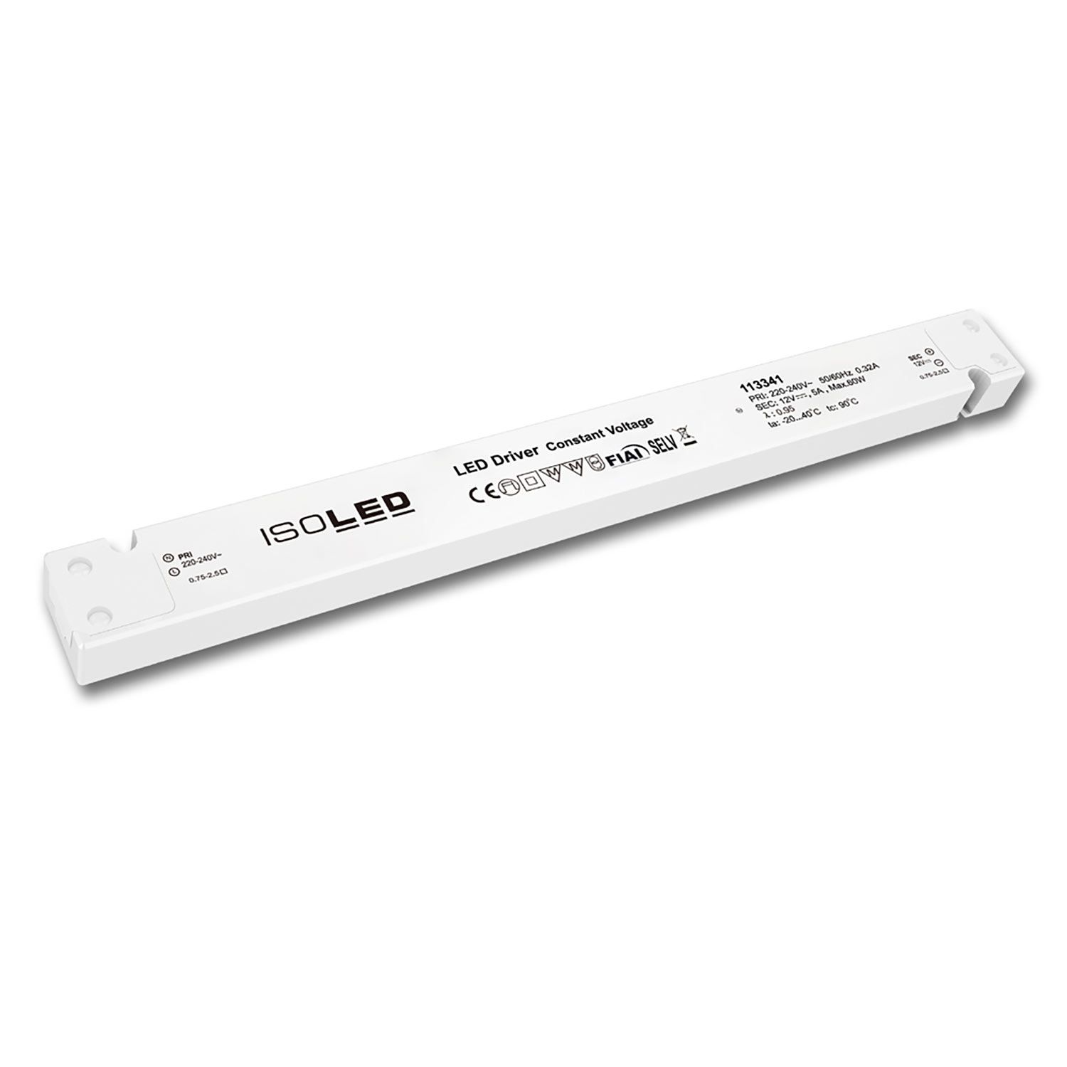 ISOLED LED Trafo 12V/DC, 0-60W, SELV, ultraflach, schmal - 1