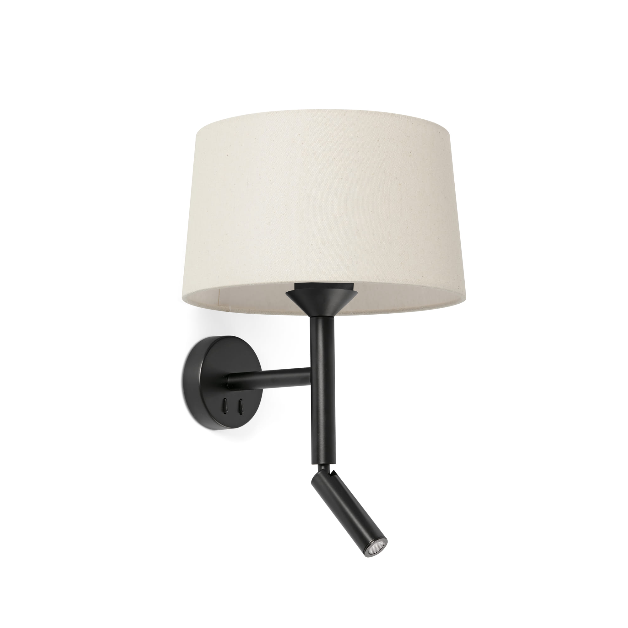 Faro WINDSOR Wandleuchte mit Lesegerät, schwarz/Leinen - Produktbild 1