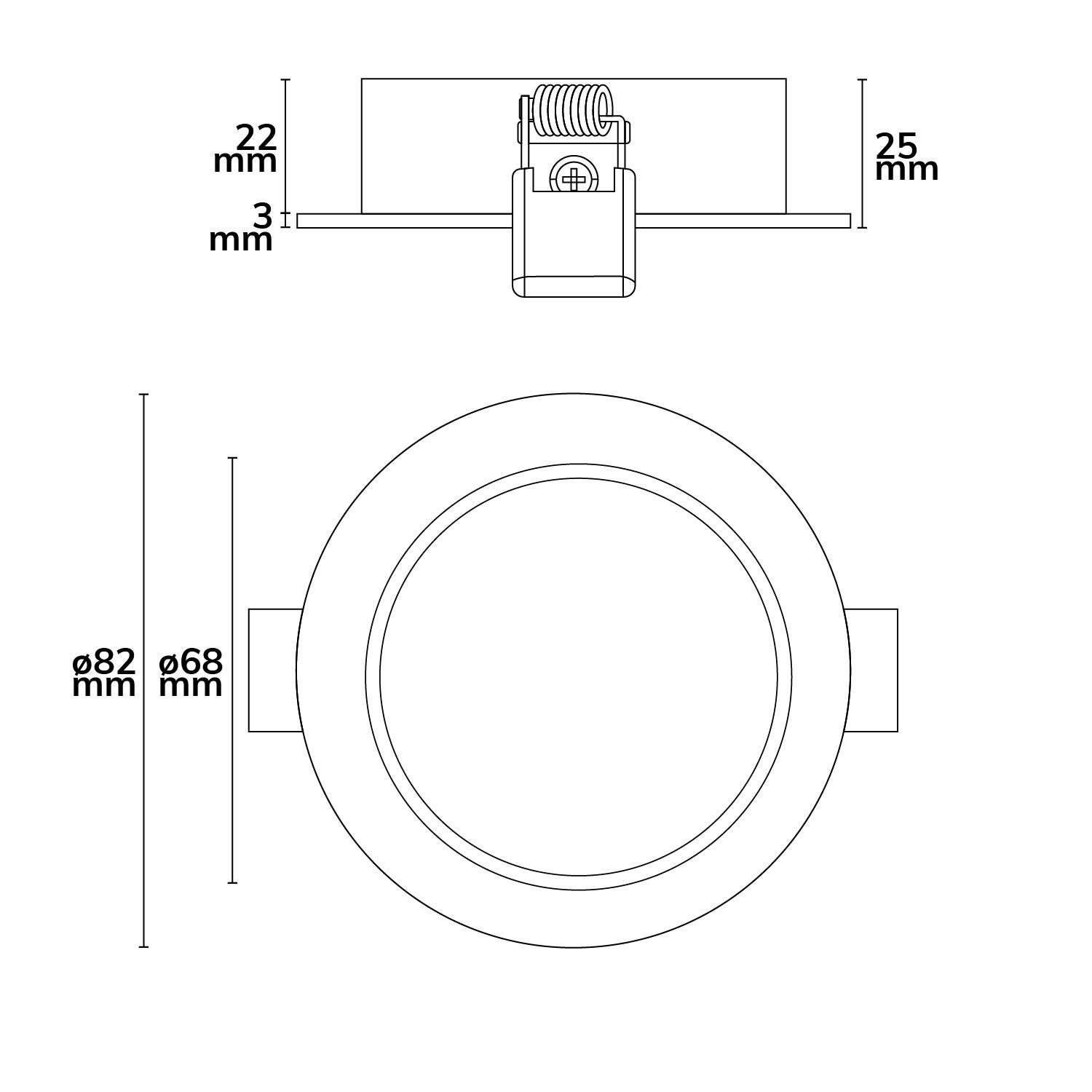 ISOLED Einbaurahmen rund, Loch 68mm, Alu schwarz, für GU10/MR16 Spots - 4
