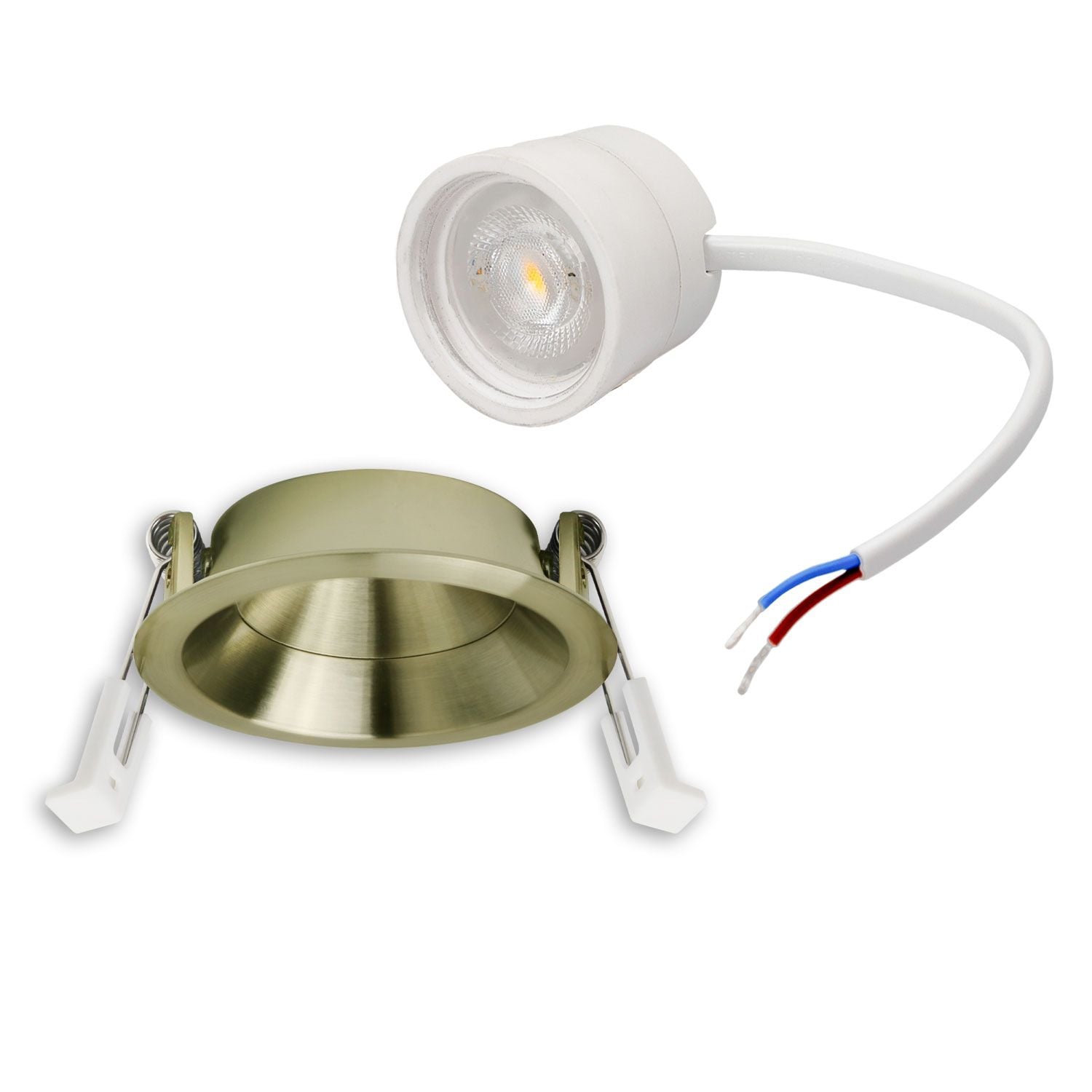 ISOLED LED Einbaustr. Back68, messing geb., rund, 5W, CRI90, 2700K, schwenkbar, rückvers., UGR