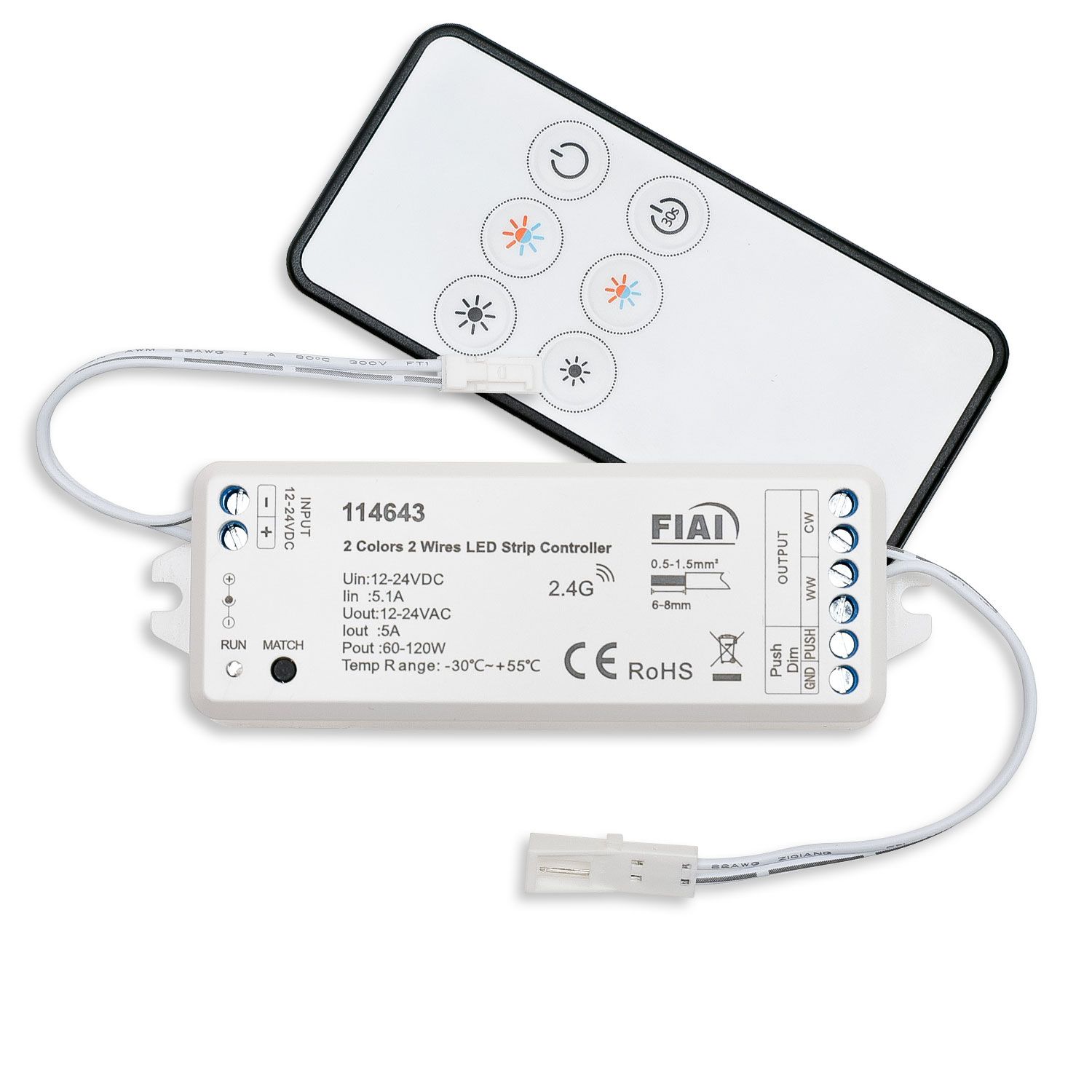 ISOLED LED weißdynamischer Push/Funk PWM-Dimmer MiniAMP inkl. Fernbedienung 12-24V DC, 5A ISOLED LED weißdynamischer Push/Funk PWM-Dimmer MiniAMP inkl. Fernbedienung 12-24V DC, 5A - 1