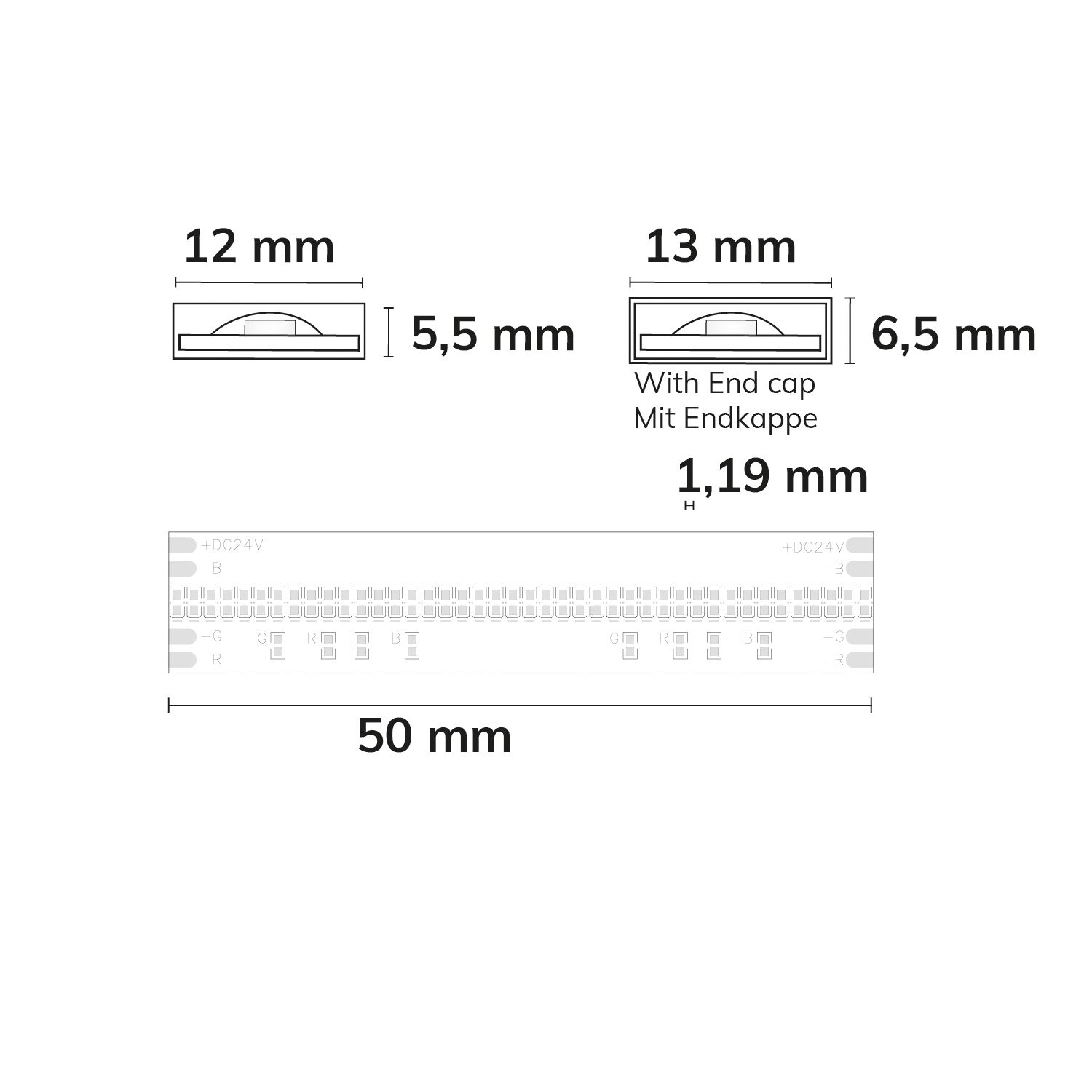 ISOLED LED AQUA COB RGB Linear Flexband, 24V DC, 14,4W, IP68, 5m Rolle, 840 LED/m - 3