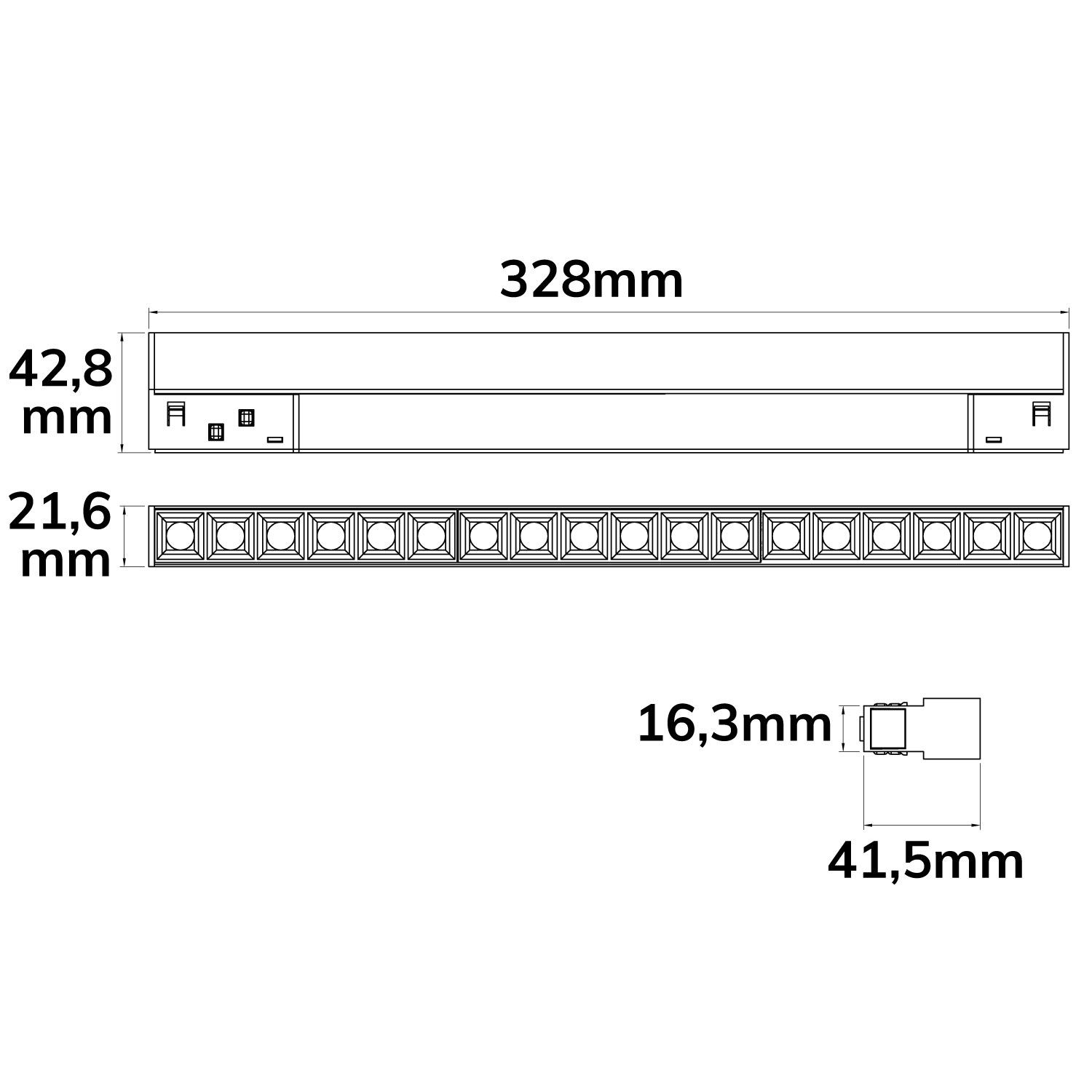 ISOLED Track48 Leuchte 32cm schwarz, 18W, 36°, UGR