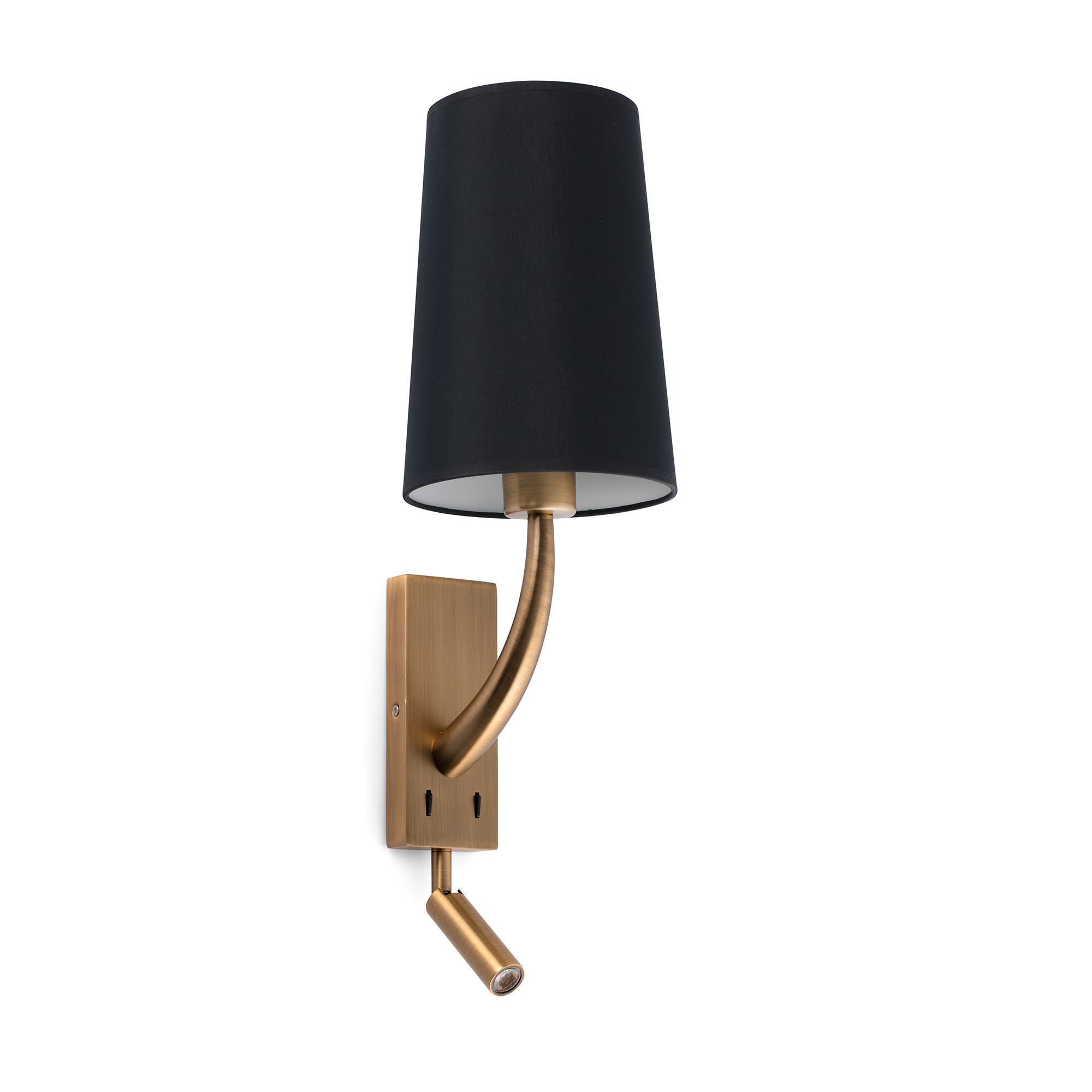 Faro REM Altgold matt/schwarz Wandleuchte mit LED-Leser - Produktbild 1