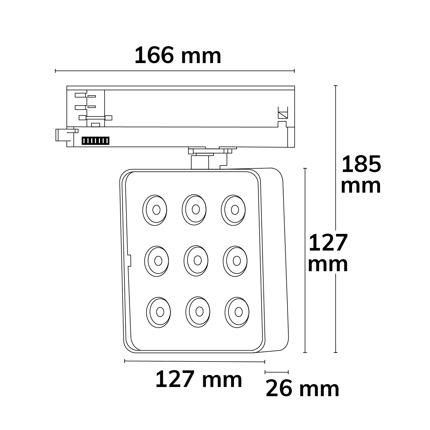 ISOLED 3-Phasen Schienenstrahler MATRIX, 20W, 40°, weiß, 3000K, UGR