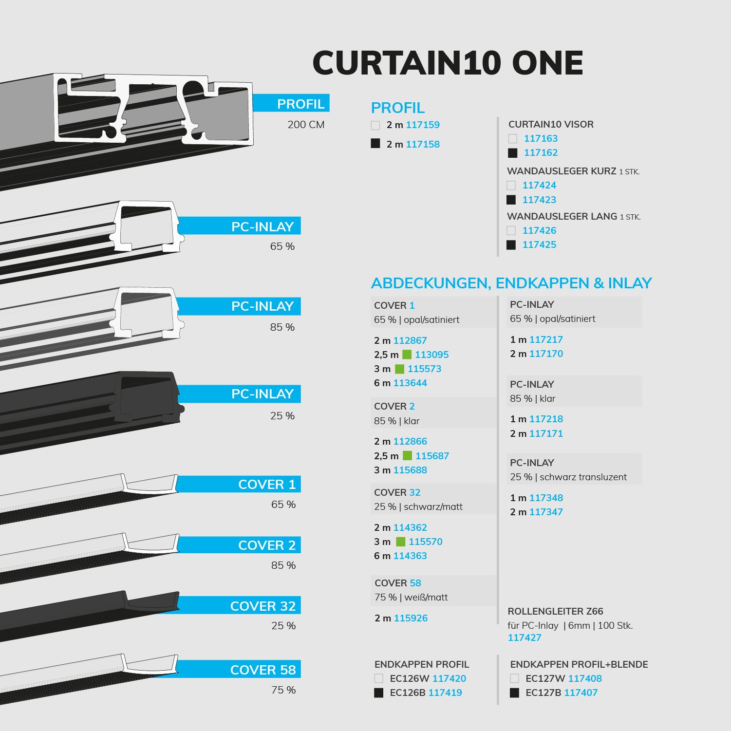 ISOLED Gardinenprofil Curtain10 ONE, weiß RAL9010, 200cm - 8