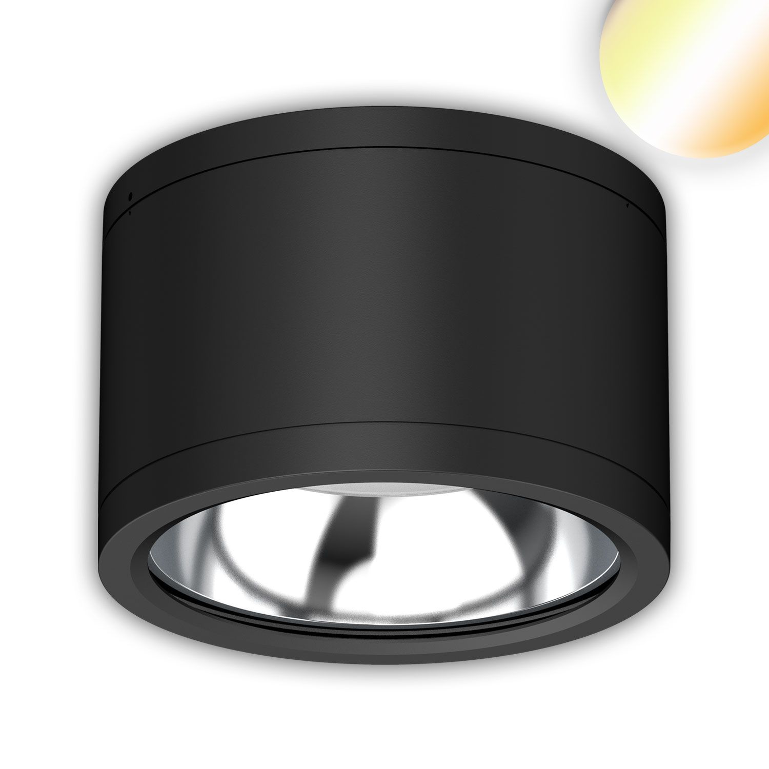 ISOLED LED Deckenaufbaustrahler IP65, schwarz, 25W, ColorSwitch 3000|4000|5000K, dimmbar - 1