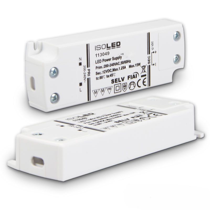 ISOLED LED Trafo 12V/DC, 0-15W, SELV, ultraflach, schmal ISOLED LED Trafo 12V/DC, 0-15W, SELV, ultraflach, schmal - 1