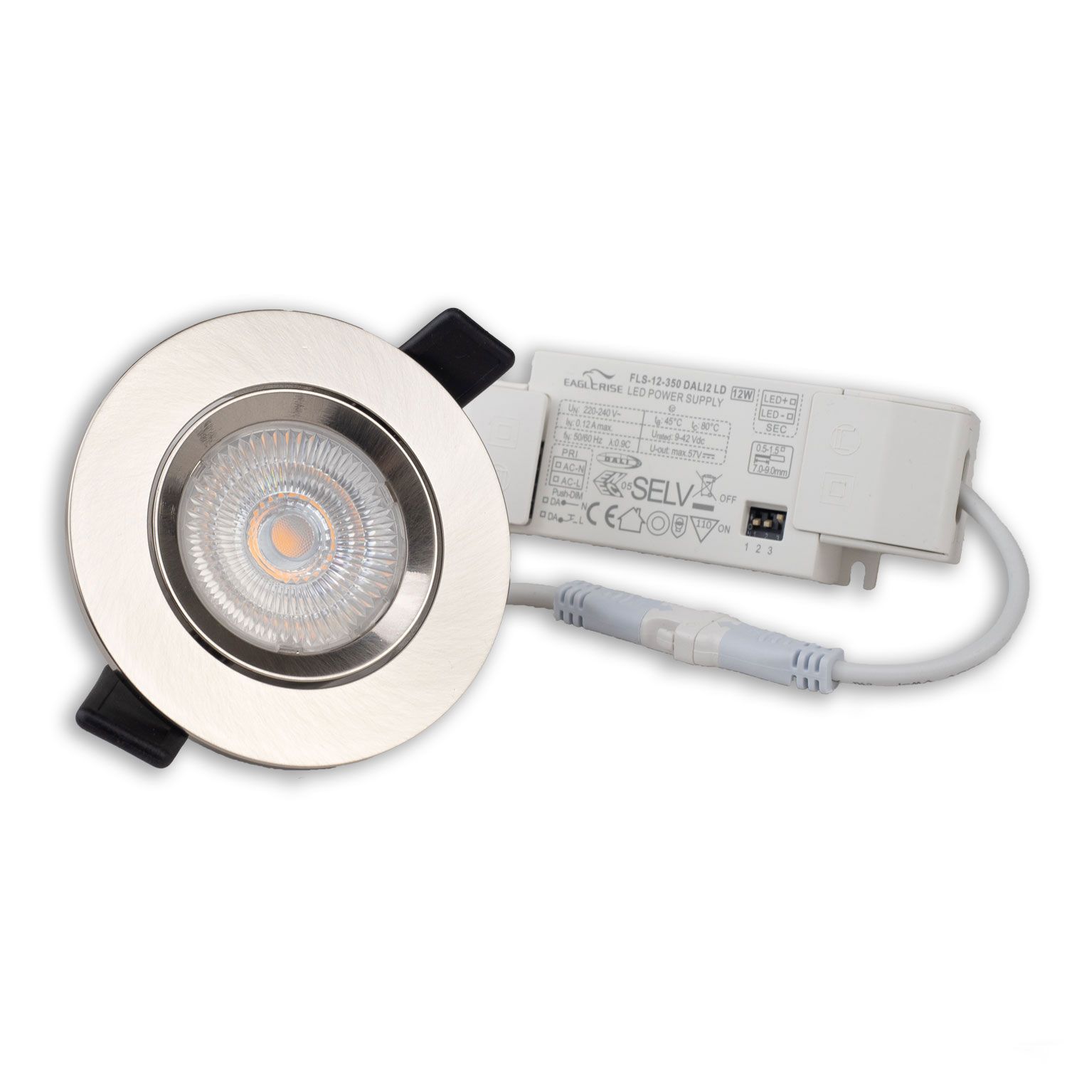 ISOLED LED Einbauleuchte Slim68 Alu gebürstet, rund, 9W, warmweiß, DALI dimmbar - 3