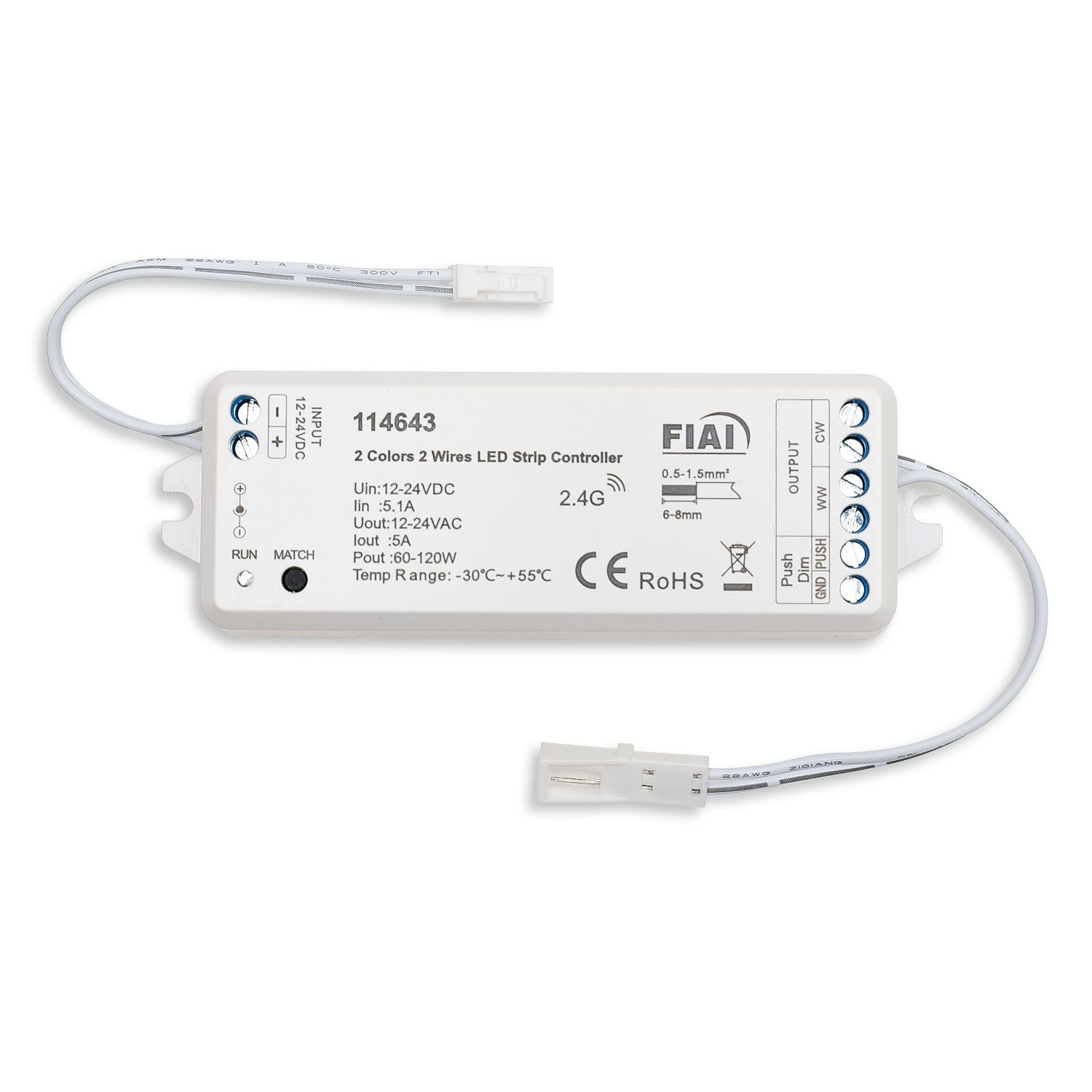 ISOLED LED weißdynamischer Push/Funk PWM-Dimmer MiniAMP inkl. Fernbedienung 12-24V DC, 5A - 2