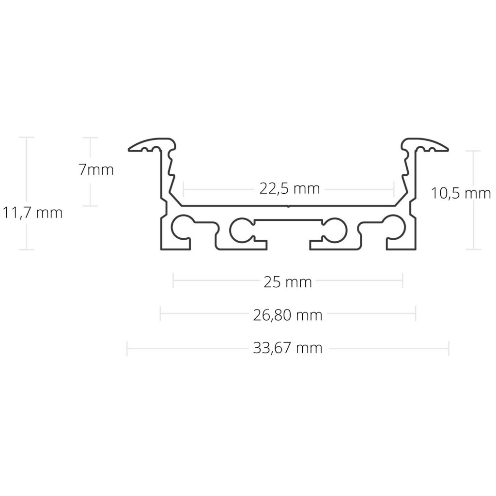 Emilum PN5 LED EINBAU-Profil 200 cm, flach, LED Stripes max. 20 mm - 2