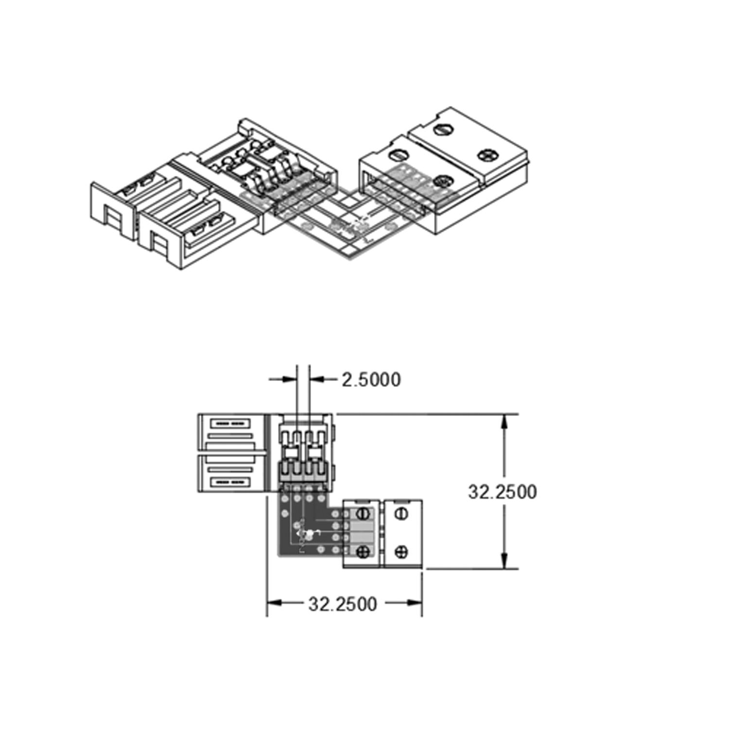 ISOLED Clip-Eck-Verbinder (max. 5A) C1-210 für 2-pol. IP20 Flexstripes mit Breite 10mm, Pitch >12mm - 2