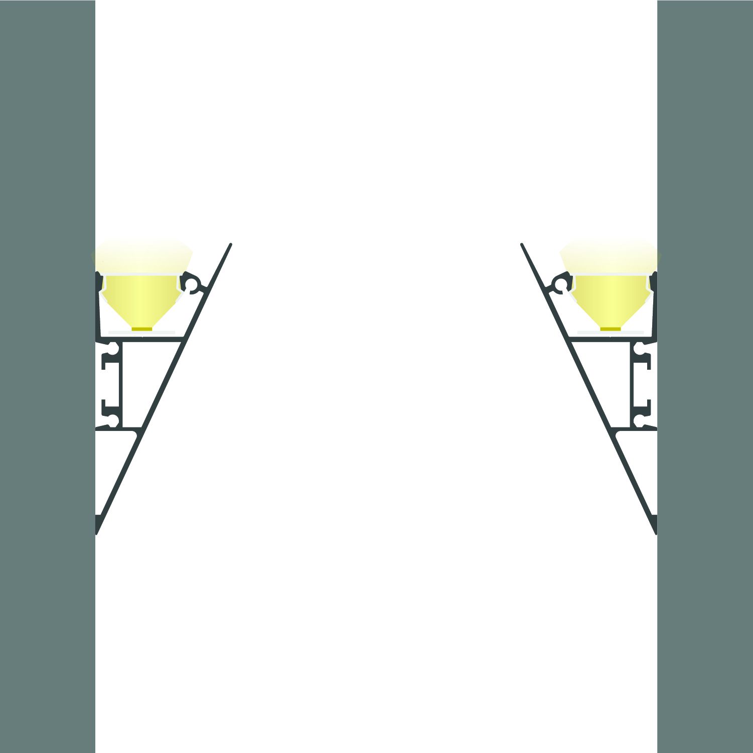 ISOLED LED Aufbauleuchtenprofil HIDE TRIANGLE Aluminium schwarz RAL 9005, 200cm - 6