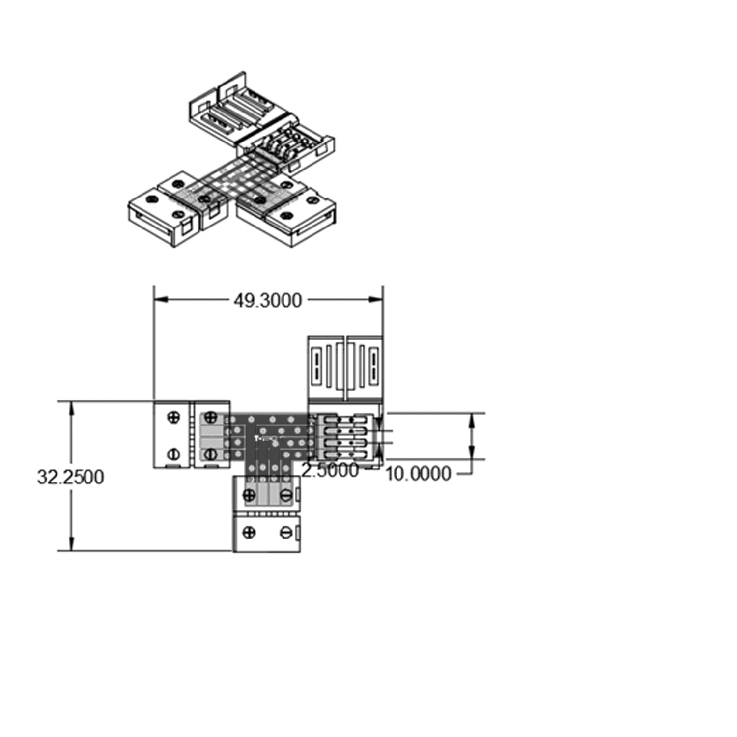 ISOLED Clip-T-Verbinder (max. 5A) C1-410 für 4-pol. IP20 Flexstripes mit Breite 10mm, Pitch >12mm - 2