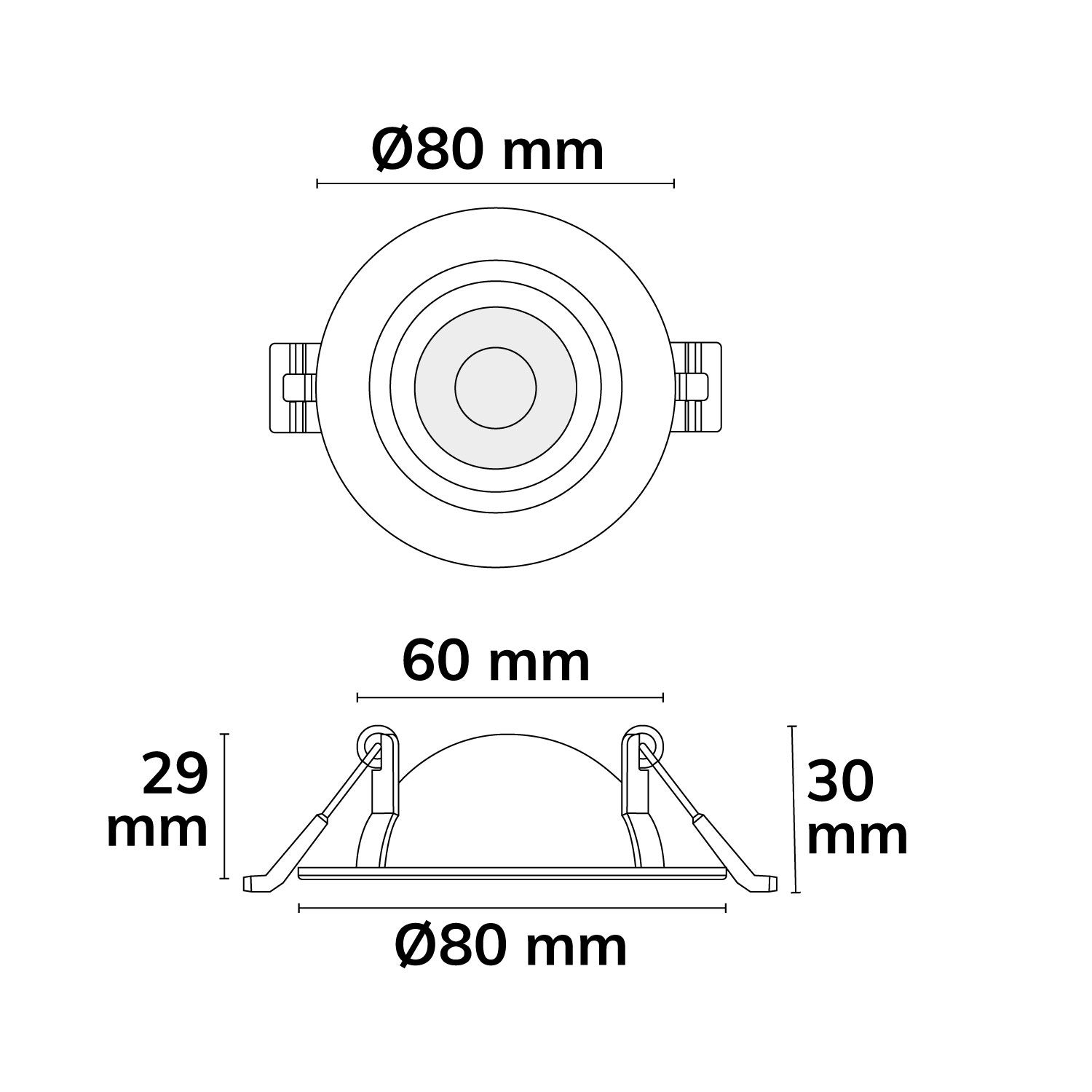 ISOLED LED Einbaustrahler Sphere-68 schwenkbar, 6W, 40°, 2700|3000|4000K, CRI90, schwarz, dimmbar - 3