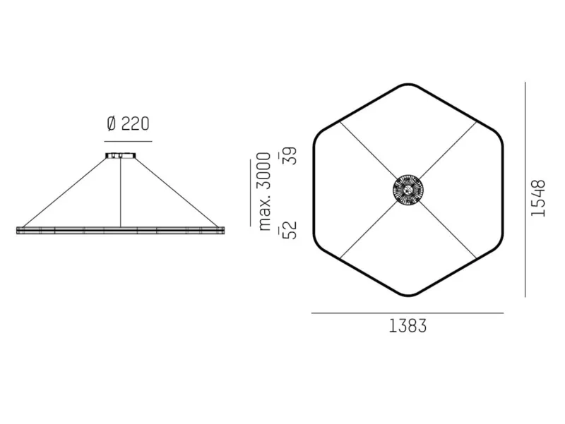 Molto Luce LON HEXAGON 1500 PDI (schwarz) - 2