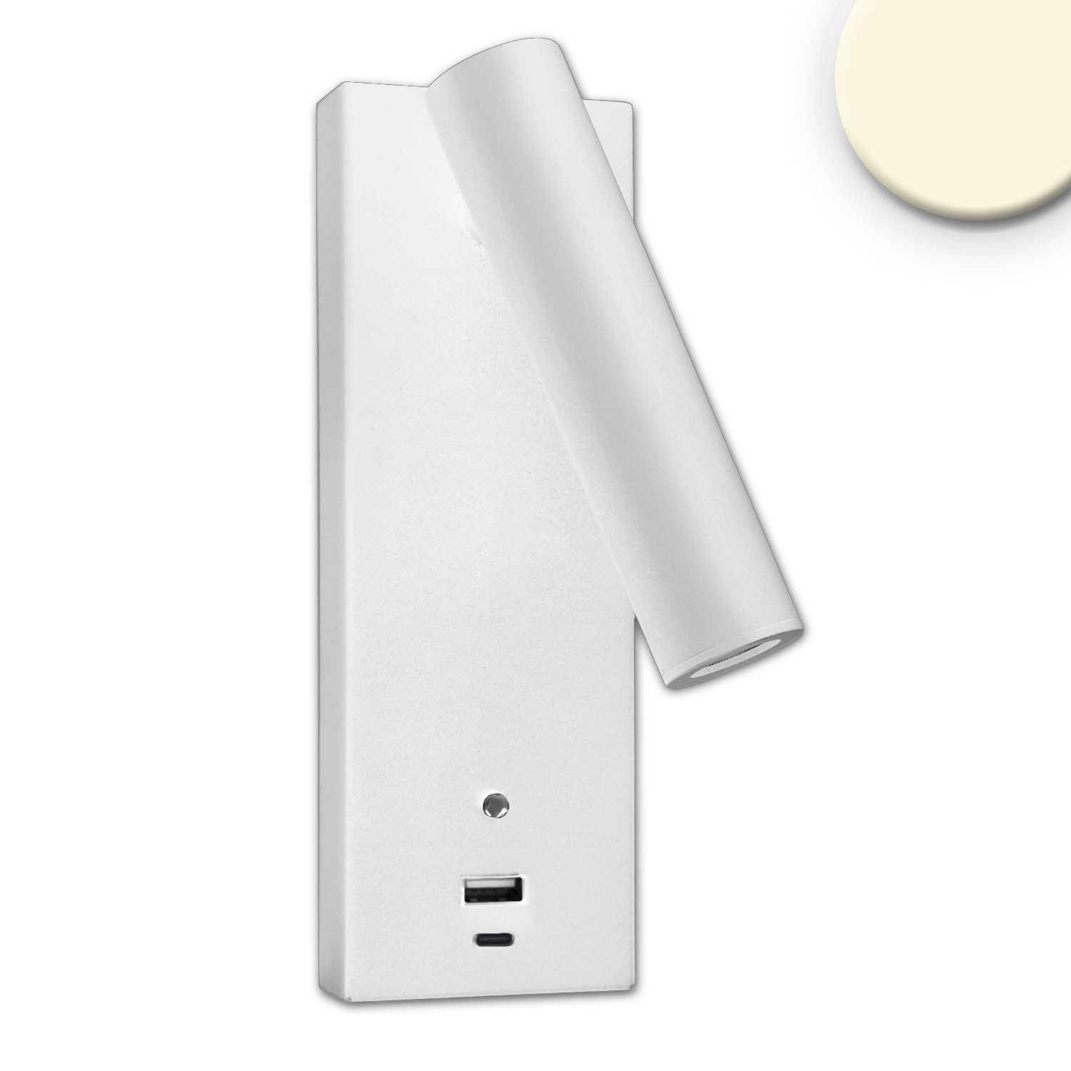 ISOLED LED Leseleuchte, 3W, weiß, mit USB-A und USB-C Ladebuchse, warmweiß, 3 Stufen dimmbar - 1