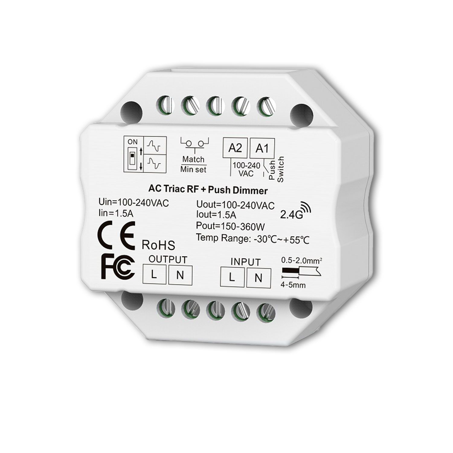 ISOLED Sys-Pro + Zigbee 3.0 Push/Funk Dimmer, 230V AC, 360 VA, Phasenan-/Abschnitt wählbar - 1