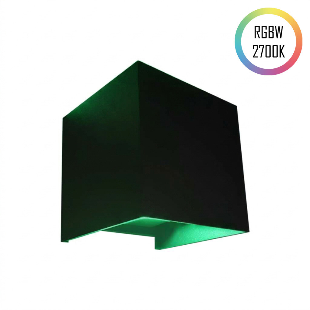 Emilum LED-Wandleuchte 24V, 8W, RGBW/2700K, CRI90, IP54 Schwarz - 1