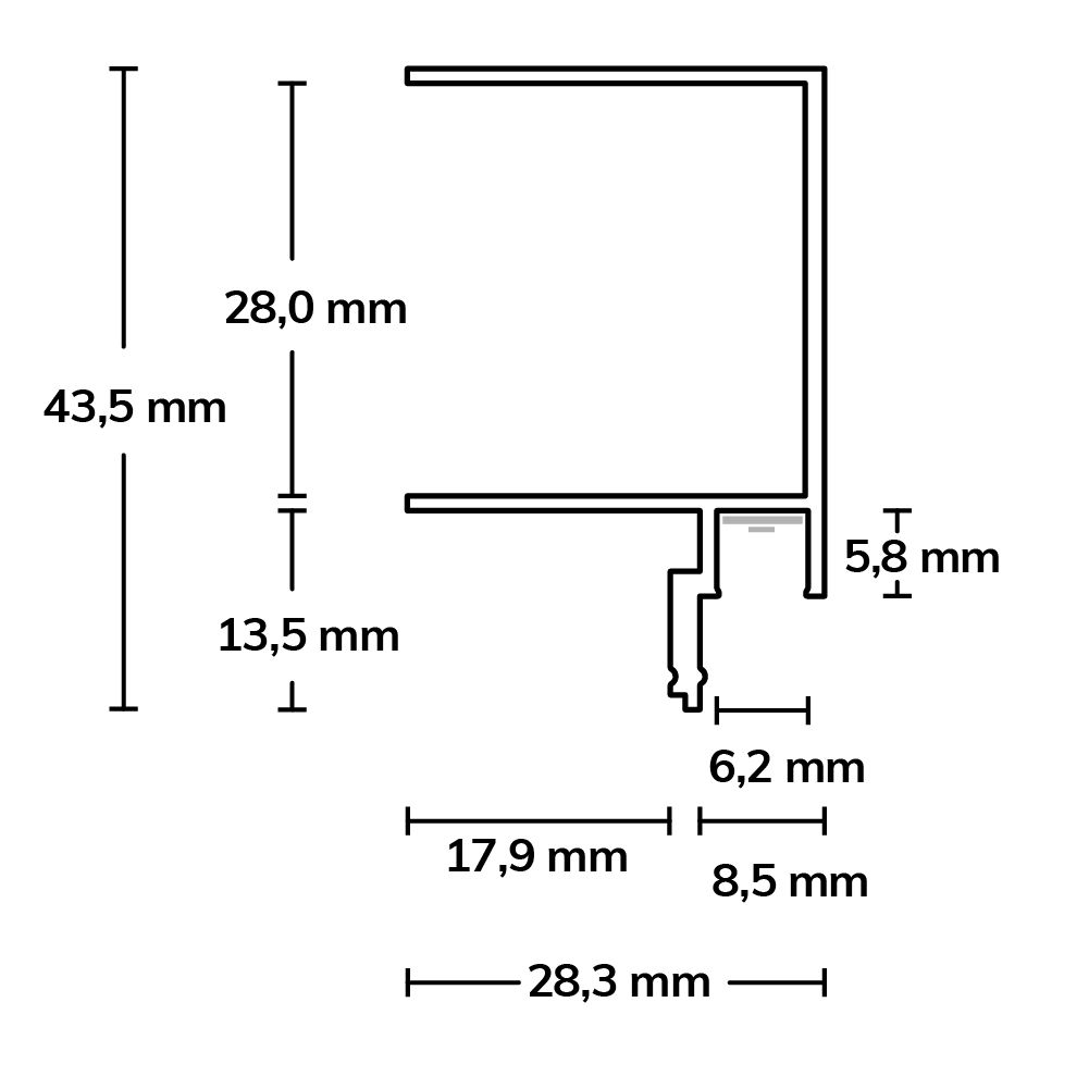 ISOLED LED Trockenbauprofil Schattenfuge 8, schwarz pulverbeschichtet RAL 9005, 200cm - 3