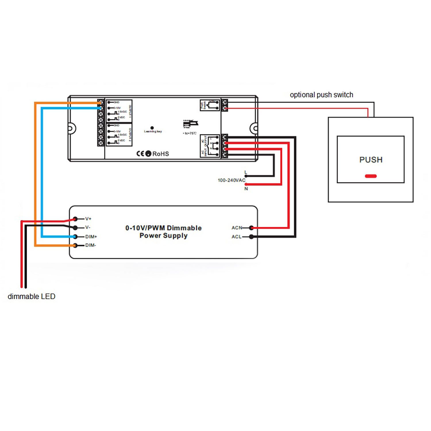 ISOLED Sys-One Funk/Push Dimmer 0-10V Output, 2.000W Schaltrelais, 230V - 1