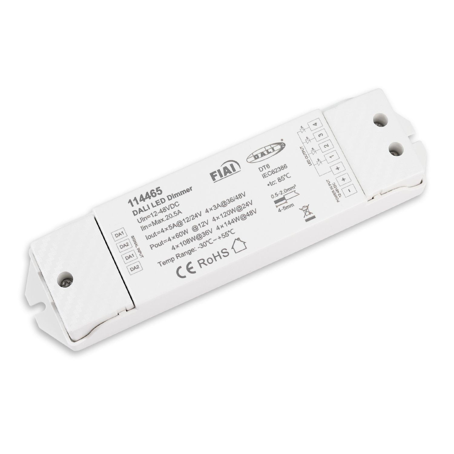 ISOLED DALI DT6 4 Adressen PWM-Dimmer, 4 Kanal, 12-24V DC 4x5A, 36-48V DC 4x3A - 1