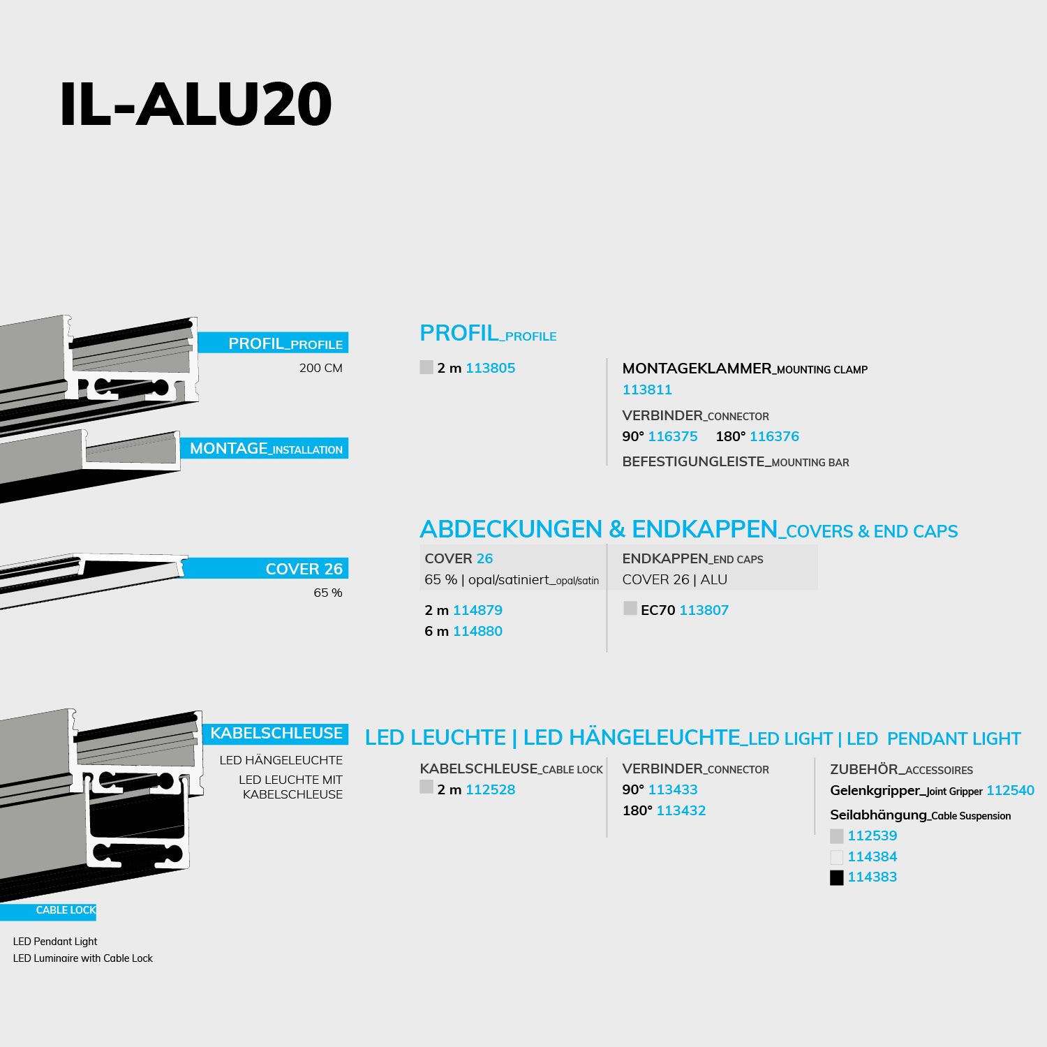ISOLED LED Aufbauprofil IL-ALU20 eloxiert, 200cm - 5